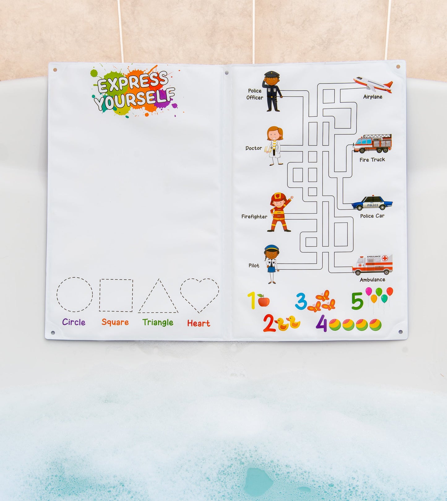 Bath Time Activity Board Hearts of Gems