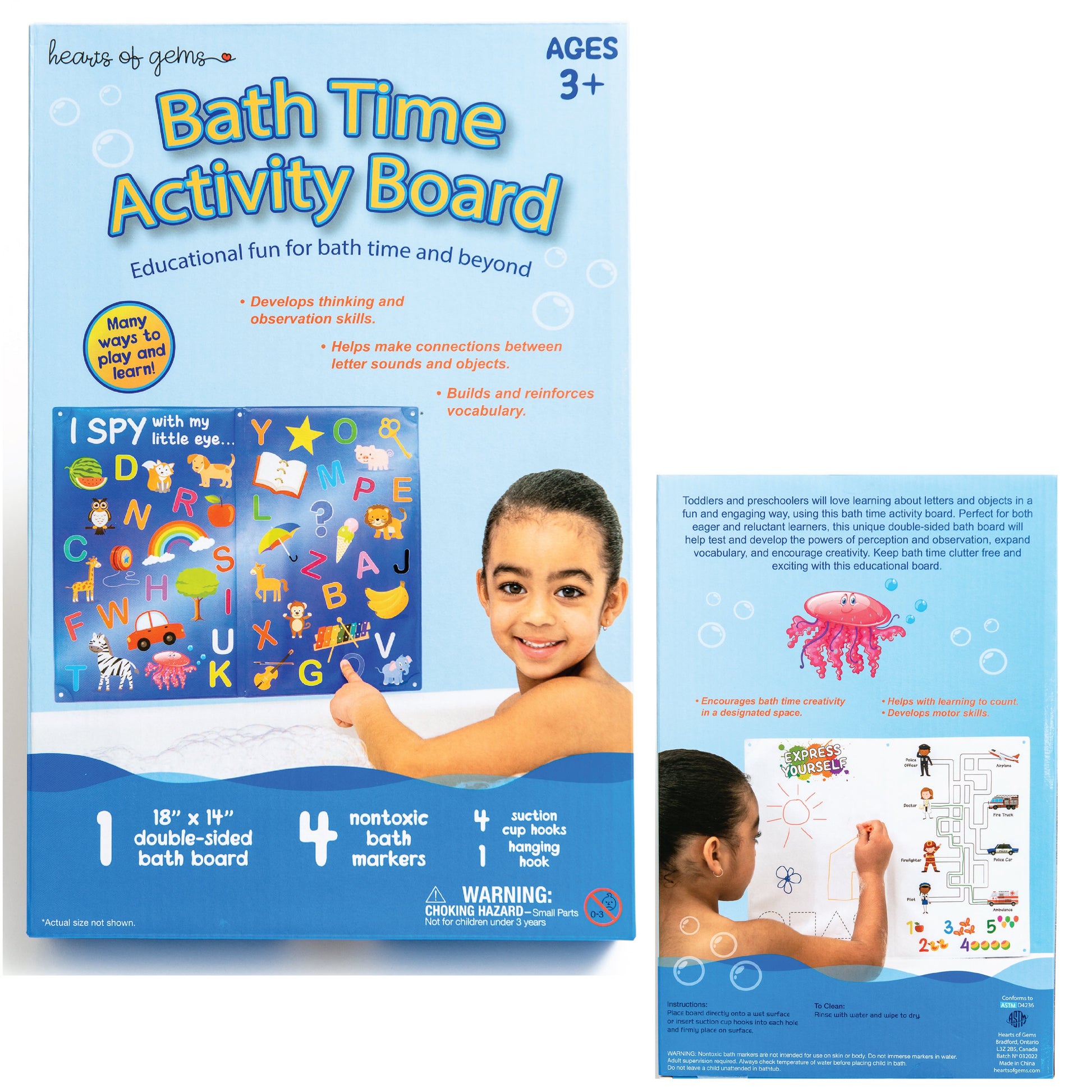 Bath Time Activity Board Hearts of Gems