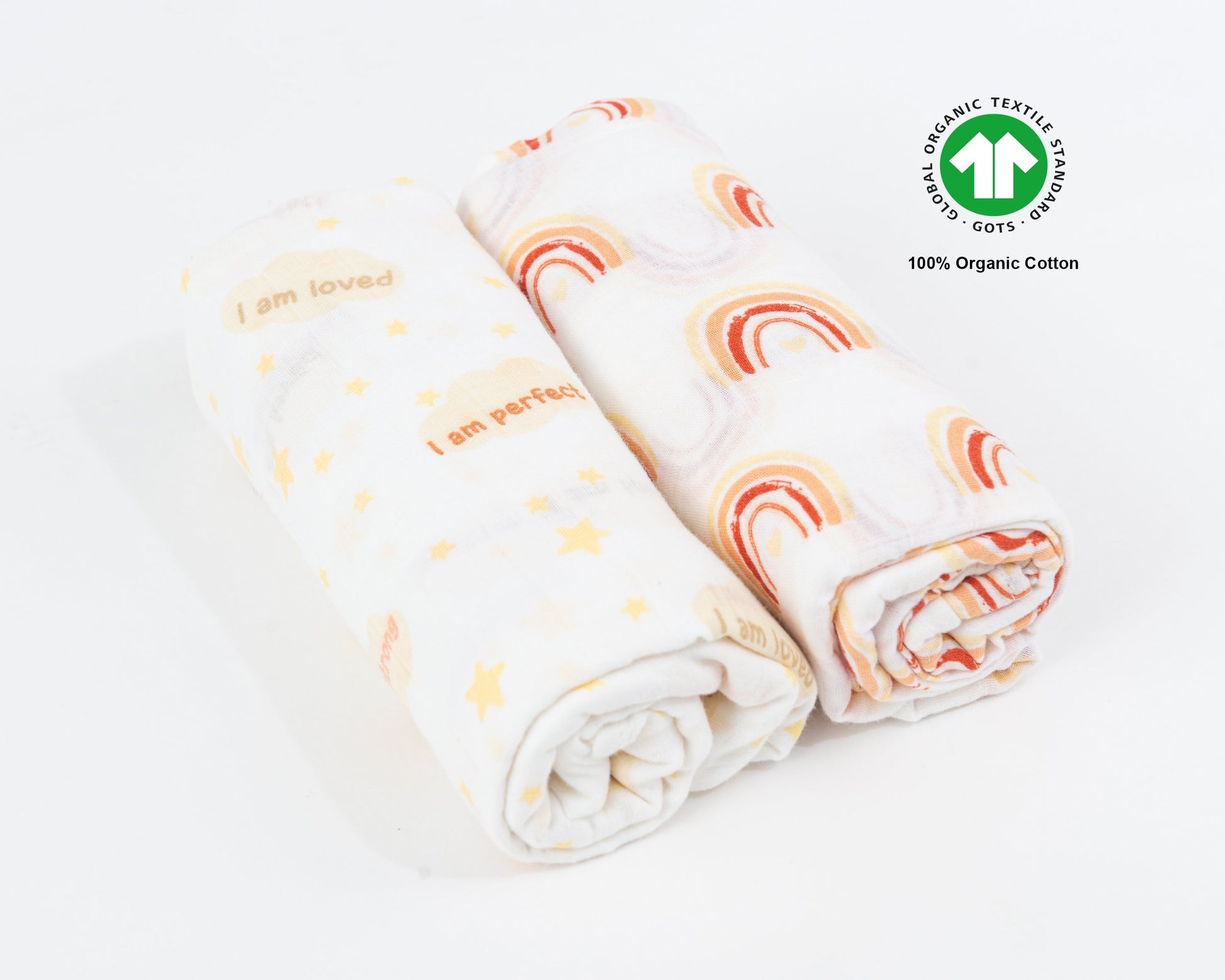 Organic Muslin Cotton Affirmation Swaddle Blanket for Babies Swaddle Blanket Hearts of Gems 