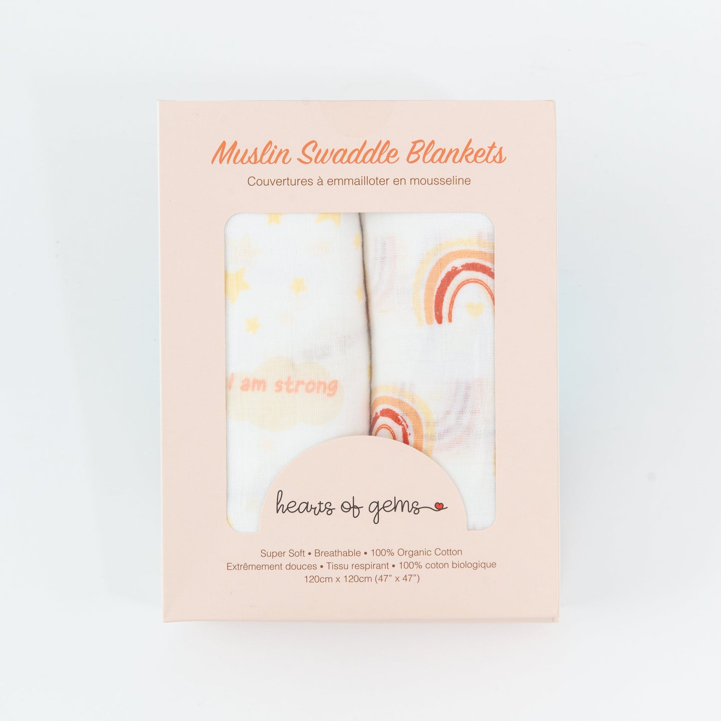Organic Muslin Cotton Affirmation Swaddle Blanket for Babies Swaddle Blanket Hearts of Gems 